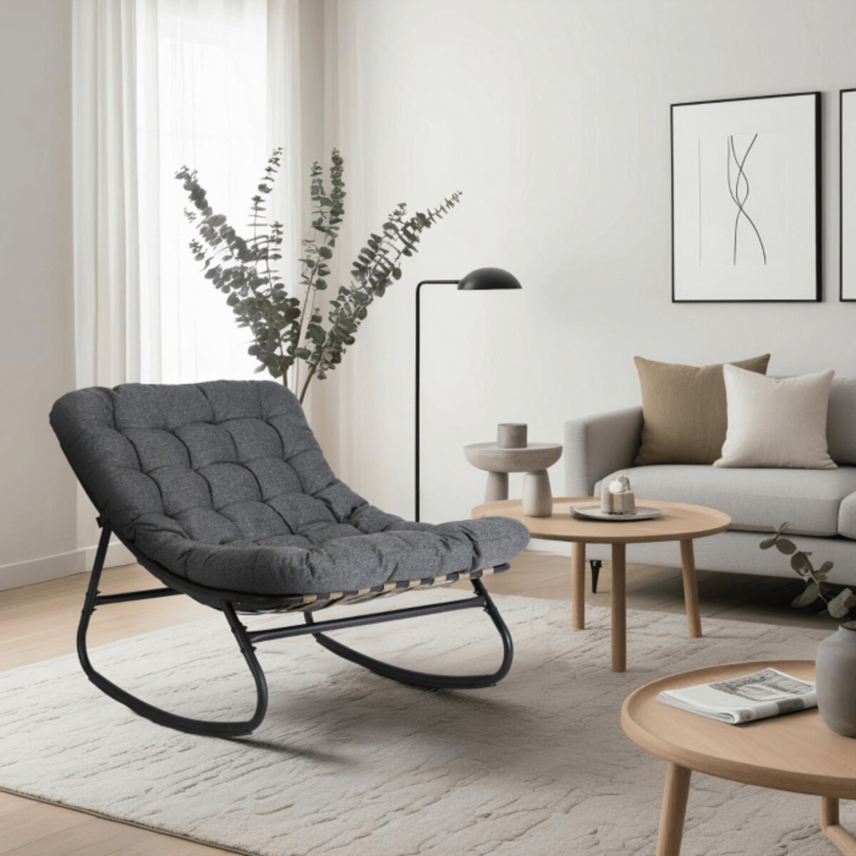 Fotel Leżak Ogrodowy Bujany Bujak Leżanka Do Salonu Na Taras AURORA Szary