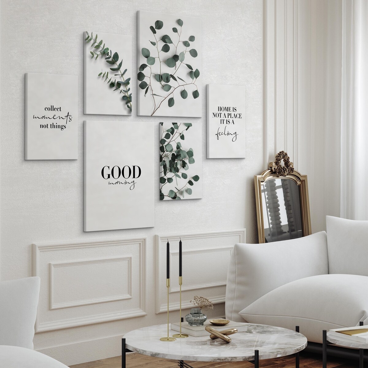 Zestaw Obrazów Drobne Liście EUKALIPTUSA 90x80cm