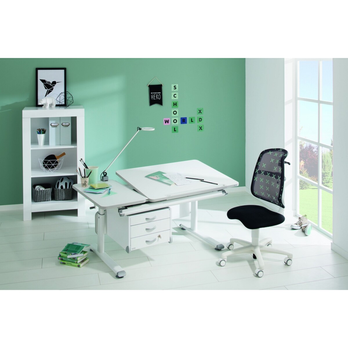 Biurko regulowane PAIDI DIEGO GT 130 cm – kredowa biel / biały