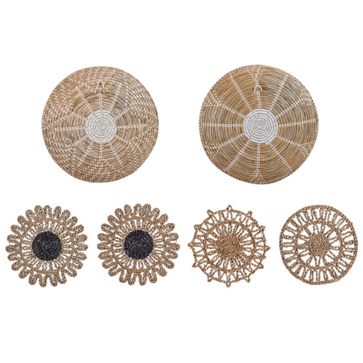 Zestaw 6 dekoracji ściennych z trawy morskiej naturalny PINTANO