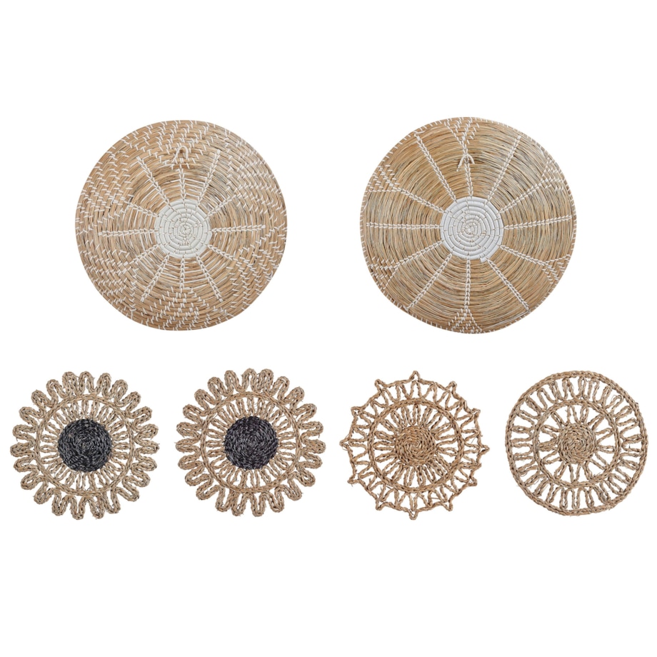 Zestaw 6 dekoracji ściennych z trawy morskiej naturalny PINTANO