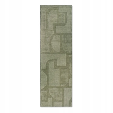 Chodnik wełniany do korytarza 80x250cm, zielony nowoczesny wzór 3D