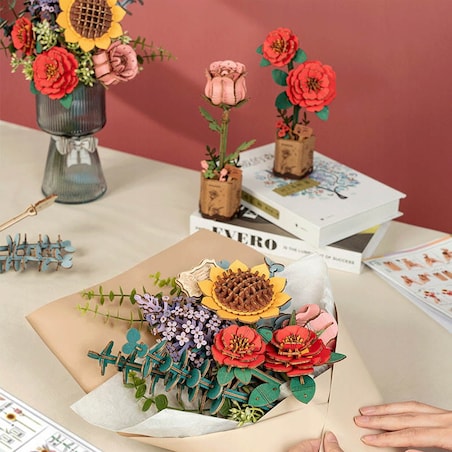 Wiosenny bukiet kwiatów - flower box DIY - kwiaty Robotime