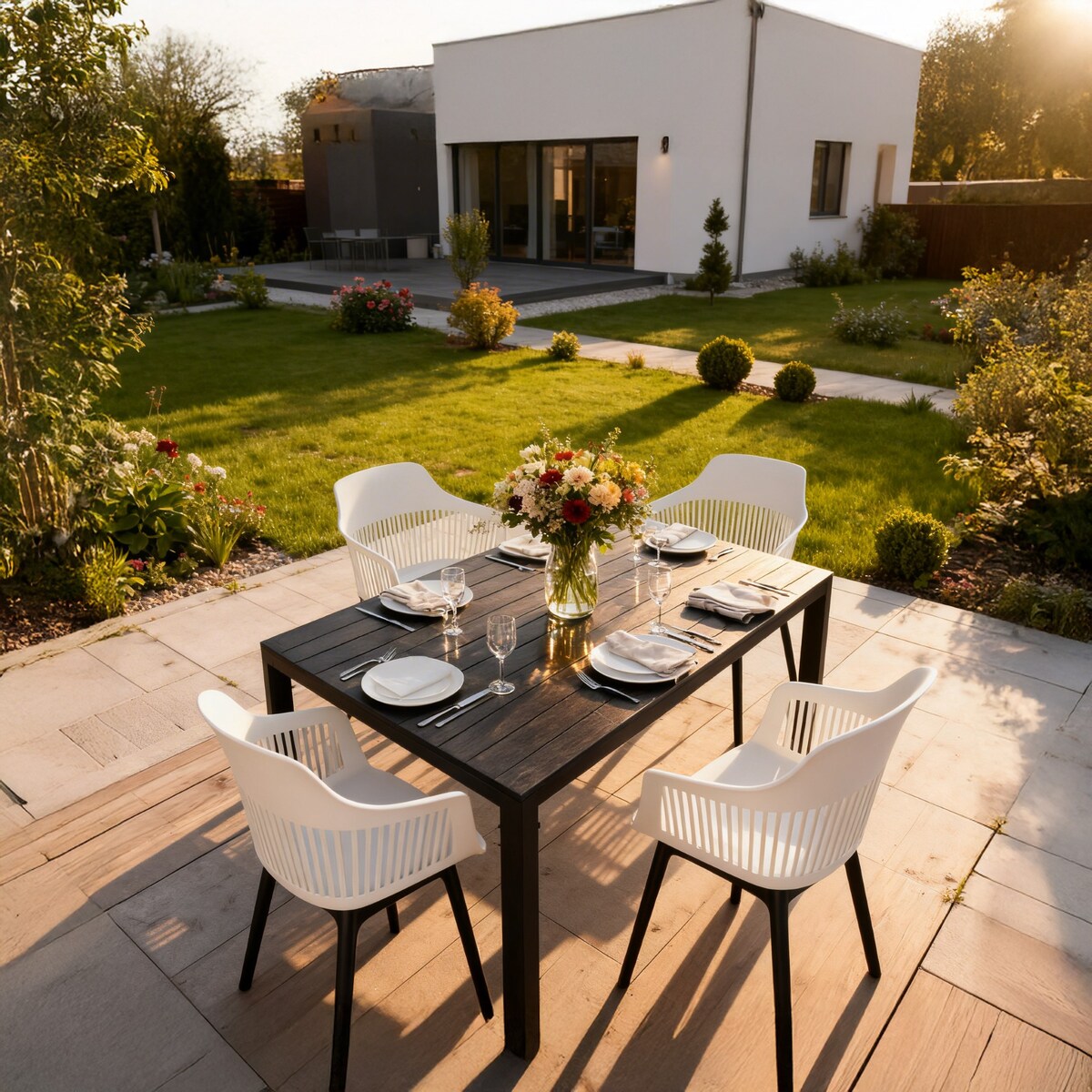 Stół ogrodowy z aluminium czarny