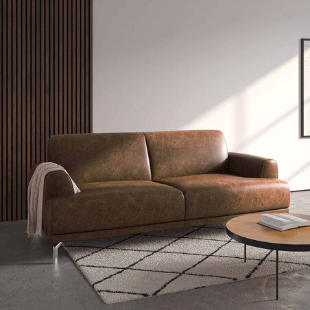 Sofa 2-osobowa Puzo - brązowa vintage