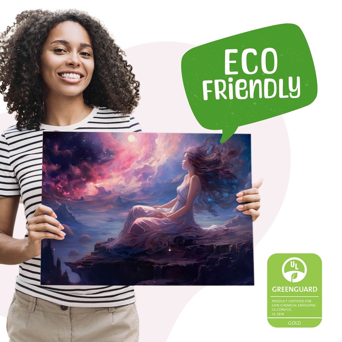 Obraz Ścienny Do Salonu Abstrakcja Bajkowa Kraina Kobieta Nocą 70x50cm