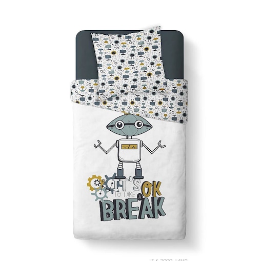 Pościel dziecięca 140x200 cm KOOL, dwustronna, wzór w roboty