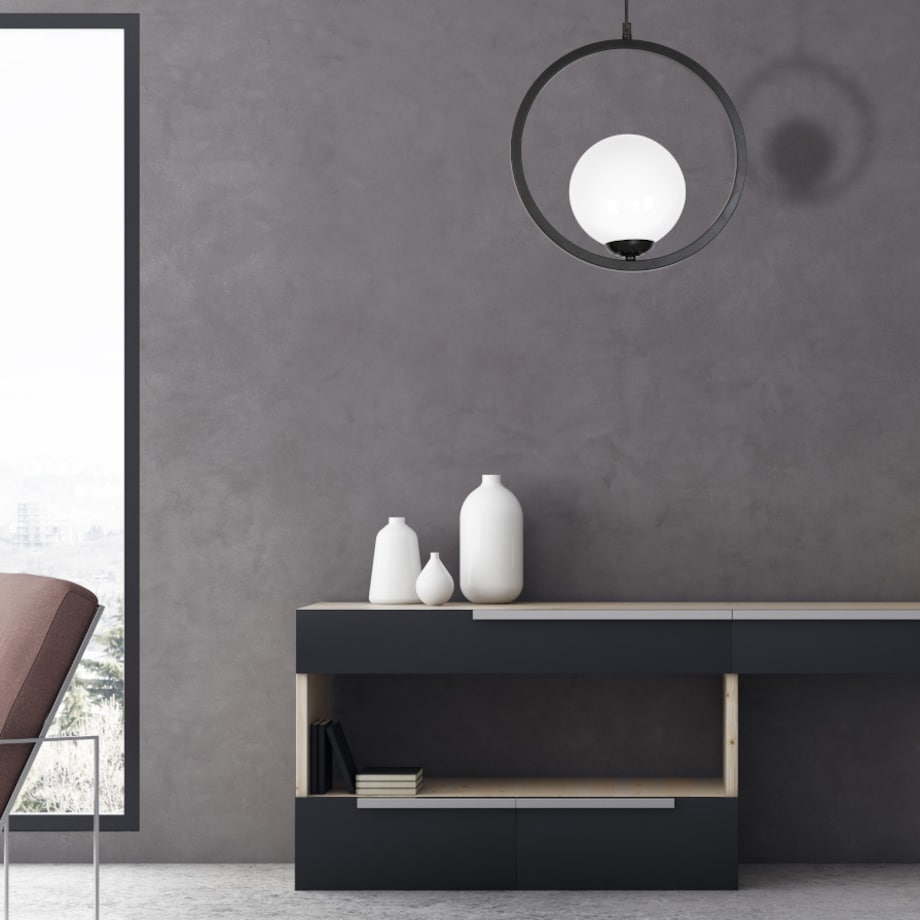 Wisząca LAMPA modernistyczna BOSTON MLP5593 Milagro metalowa OPRAWA okrągła ZWIS szklana kula ball czarna biała