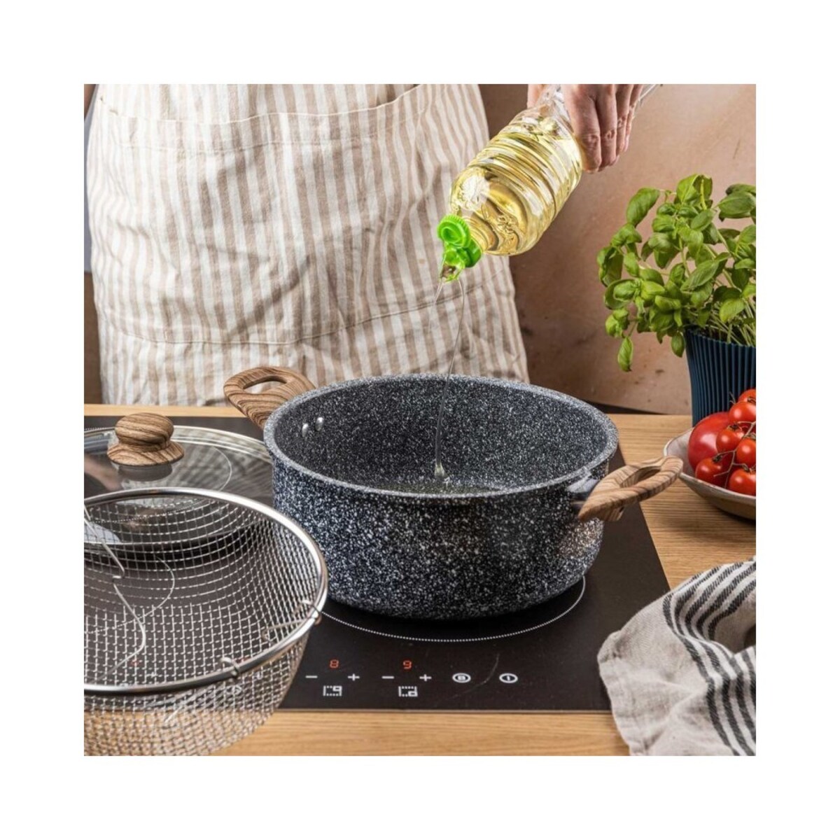 Kinghoff garnek marmurowy z koszem do smażenia 4l 64803