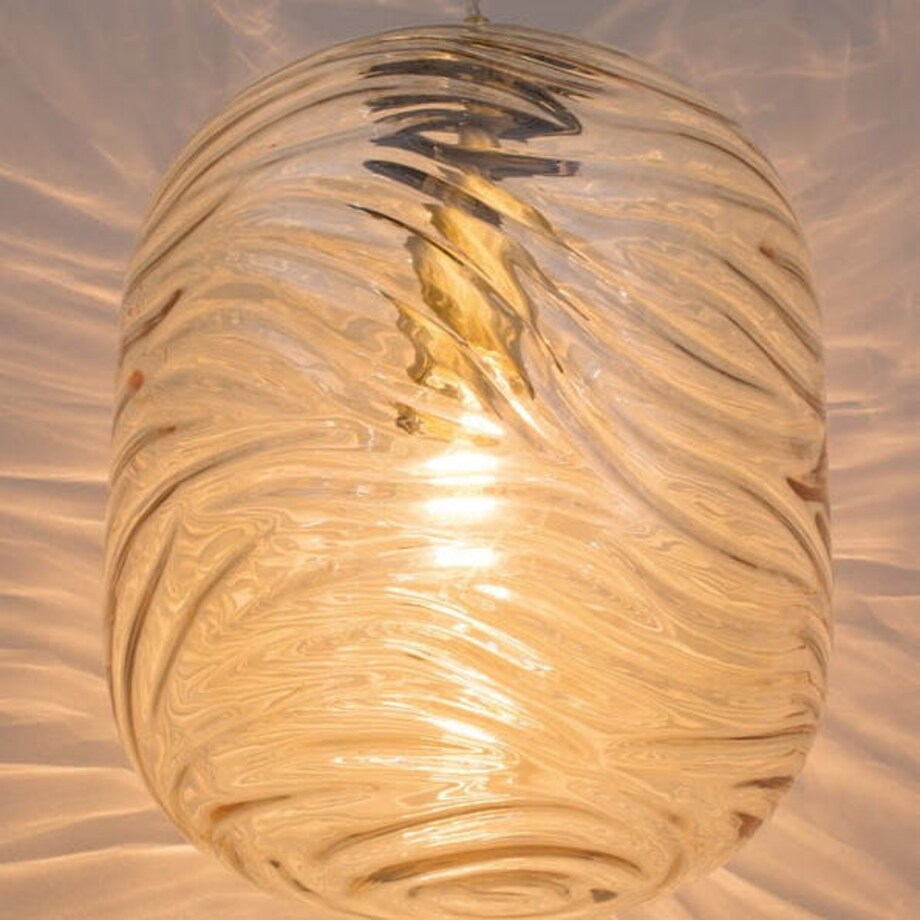 Wisząca LAMPA plisowana ARENAS LE41873 Luces Exclusivas loftowa OPRAWA okrągy ZWIS szklany beżowy brąz