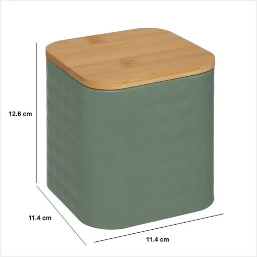 Pojemnik metalowy z bambusową pokrywą, EXTRA, 1.2 L, zielony