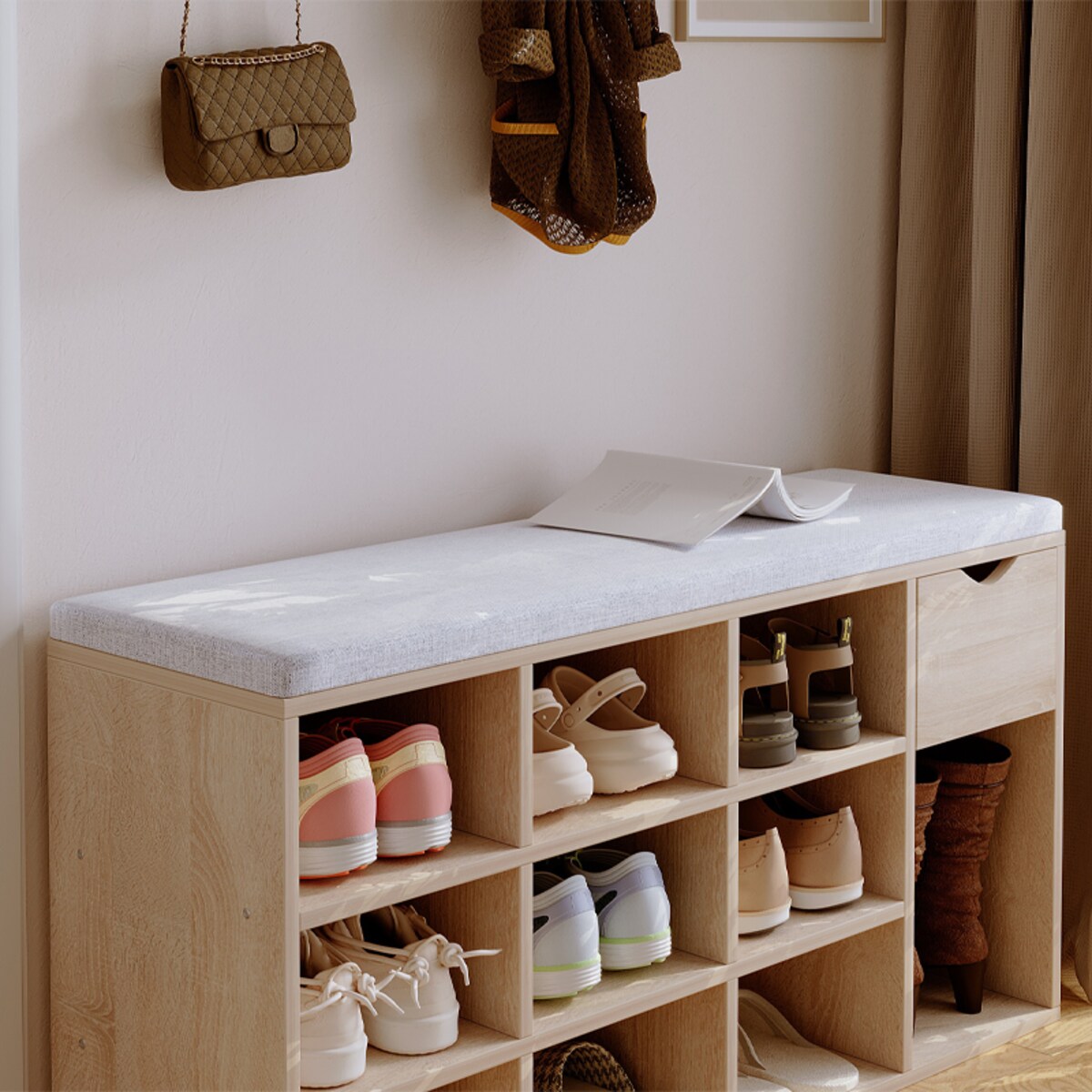 Szafka na buty z siedziskiem loft sonoma ławka przedpokój z szufladą 100 cm