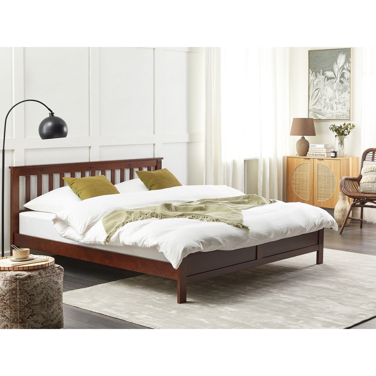 Łóżko drewniane 180 x 200 cm ciemne drewno MAYENNE