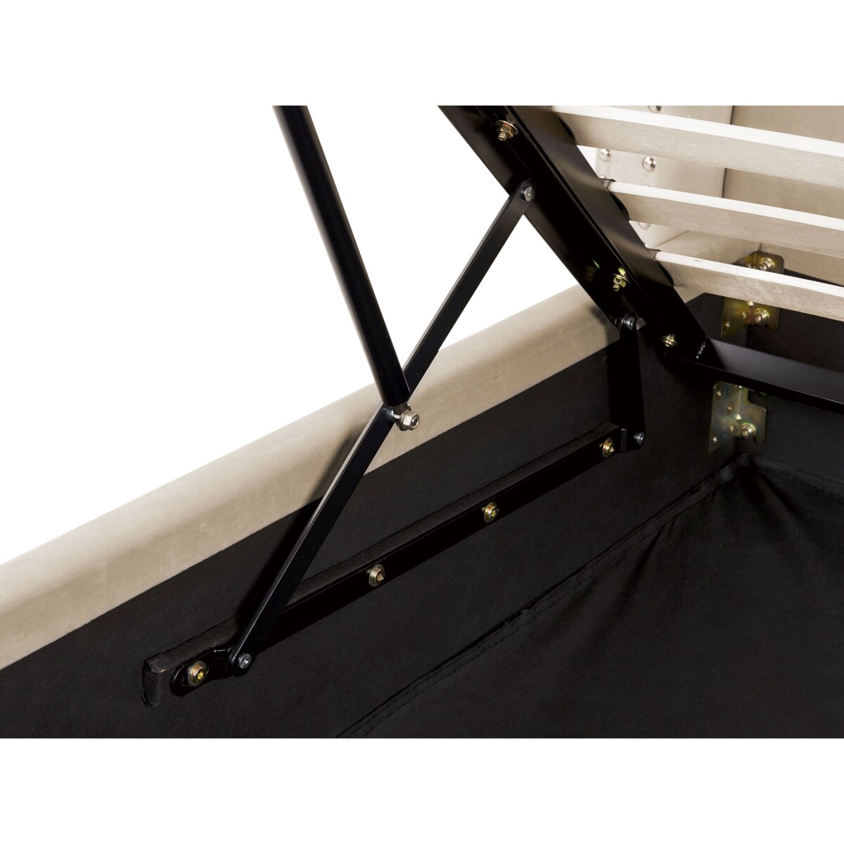 Łóżko z pojemnikiem welurowe 140 x 200 cm beżowe LUBBON