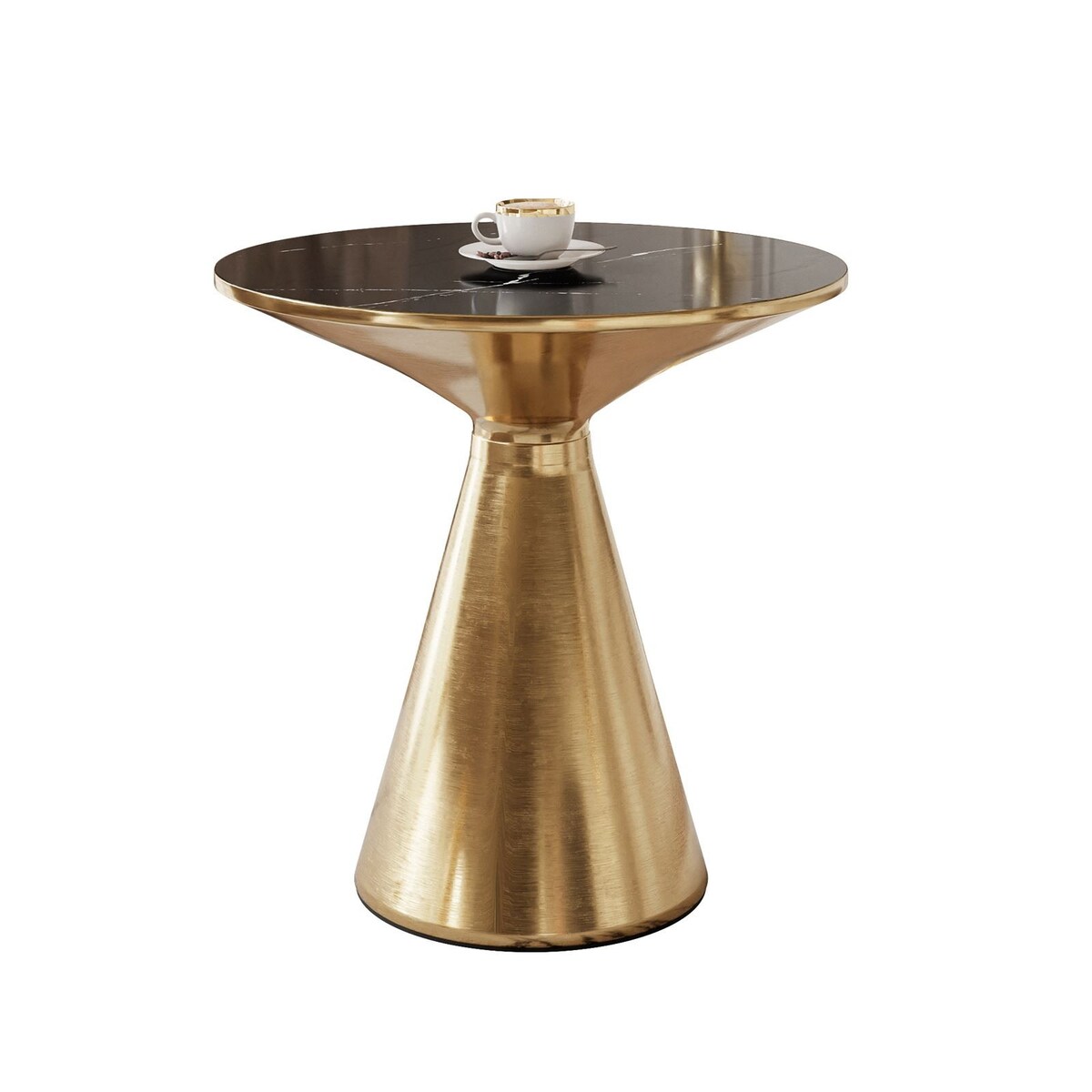 Okrągła ława CALEYA złoty czarny połyskujący marmur