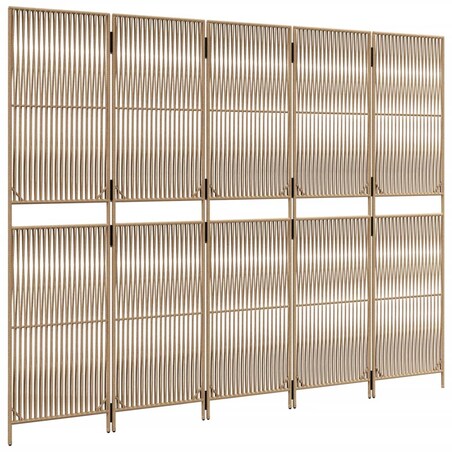 vidaXL Parawan 5-panelowy, beżowy, polirattan