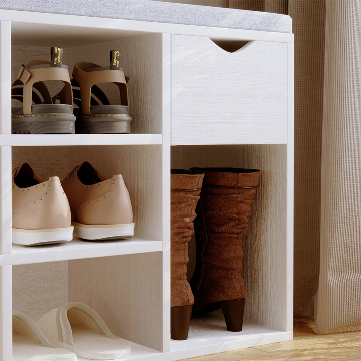 Szafka na buty z siedziskiem loft biała ławka przedpokój nowoczesna 100cm