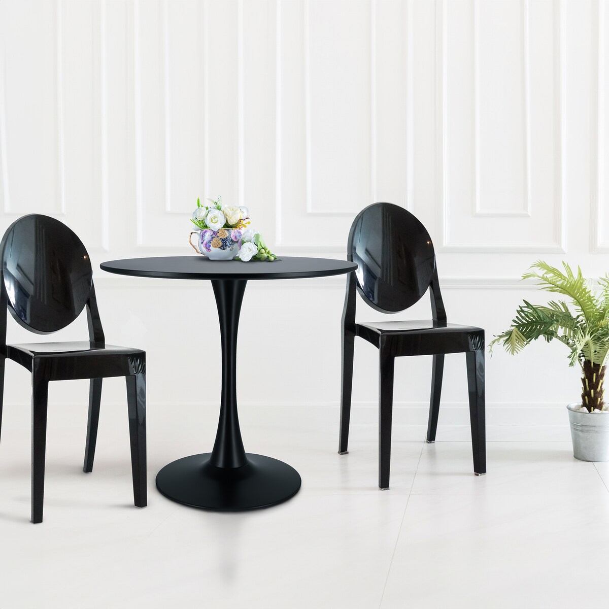 Nowoczesny Czarny Okrągły Stół Do Salonu Jadalni Kuchni