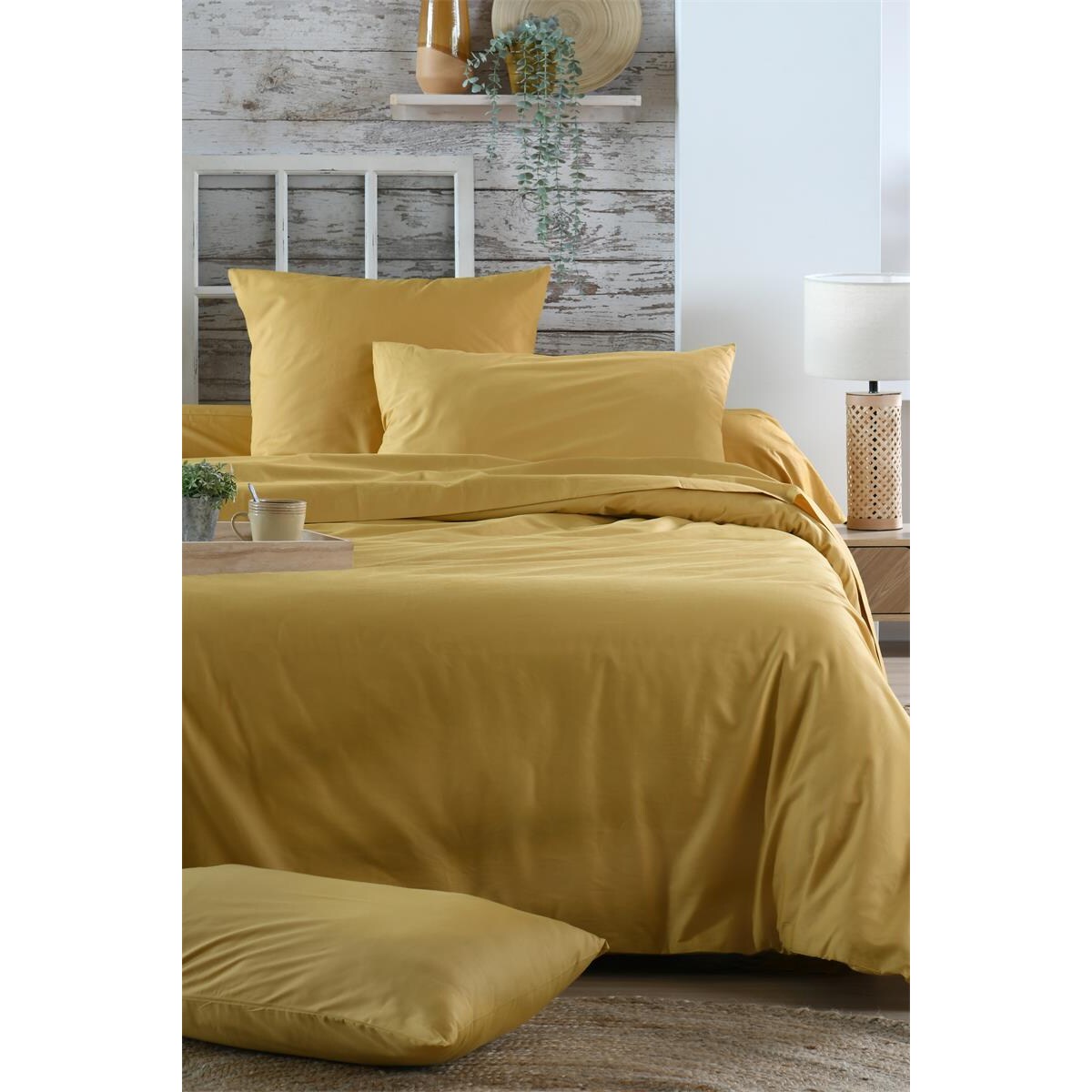 Bawełniane prześcieradło na gumce, żółte, ELYSEE