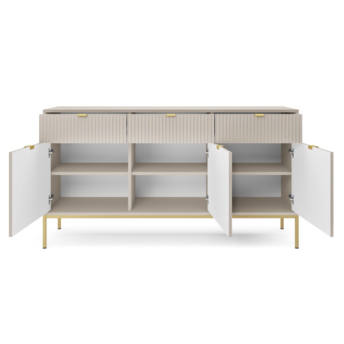 Nowoczesna komoda ryflowana NEW KSZ154 - kaszmirowa + st. złoty