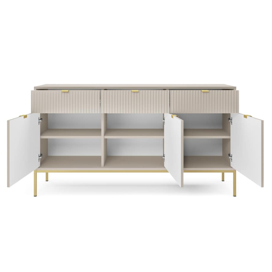 Nowoczesna komoda ryflowana NEW KSZ154 - kaszmirowa + st. złoty