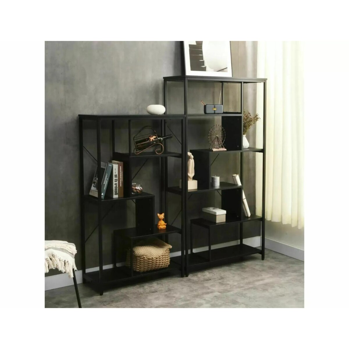 Regał na książki NET A czarny/czarny mat