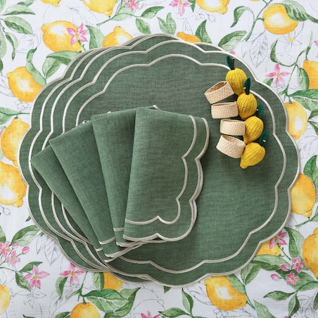 Haftowane podkładki Green Petali - 6 sztuk