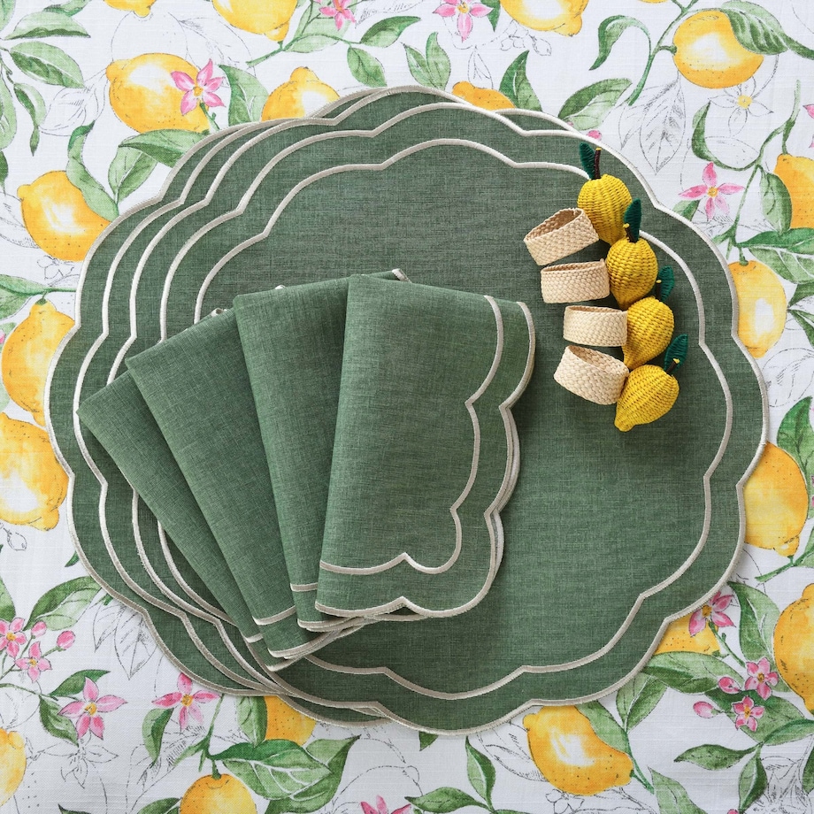 Haftowane podkładki Green Petali - 6 sztuk