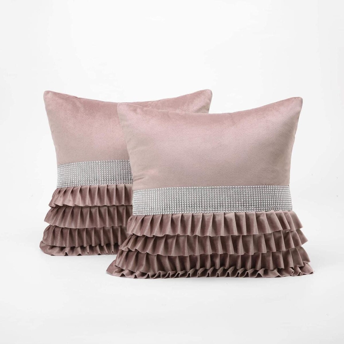 Poszewka welurowa z falbanką 45x45 cm