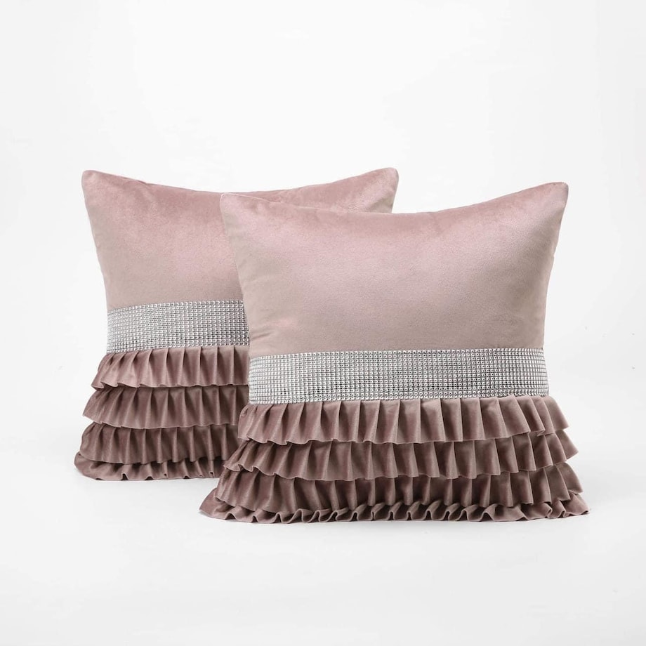 Poszewka welurowa z falbanką 45x45 cm