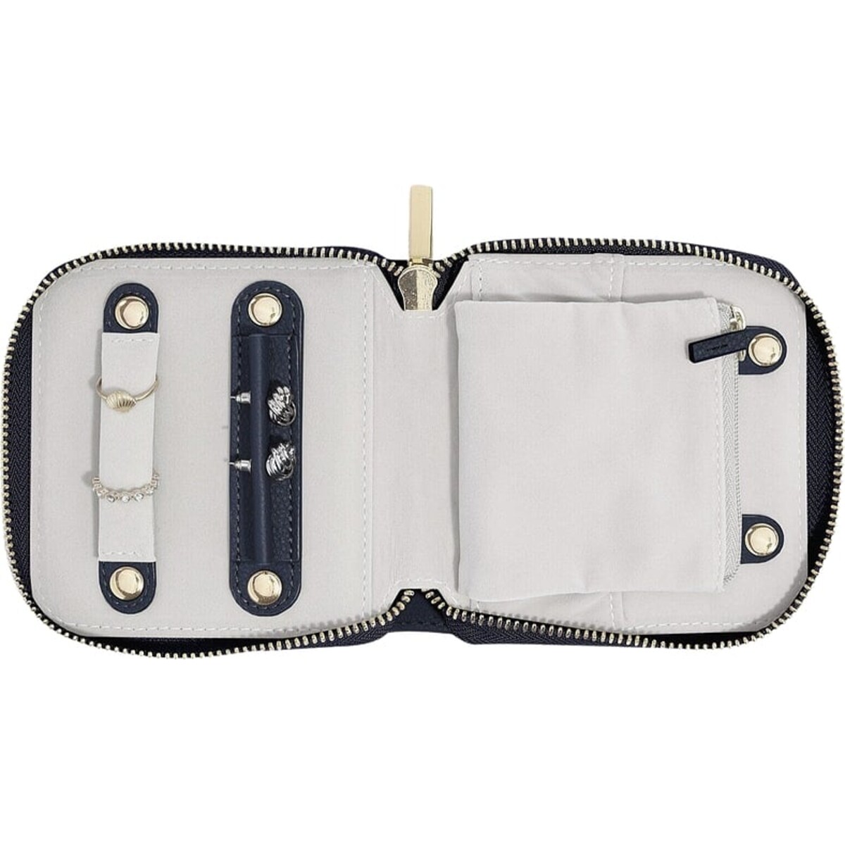 Pudełko podróżne na biżuterię z miejscem na pierścionki Stackers małe granatowe