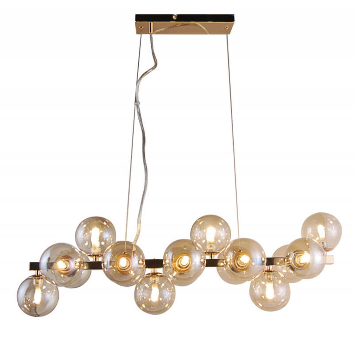 Modernistyczna lampa wisząca Marbelio złote przydymione