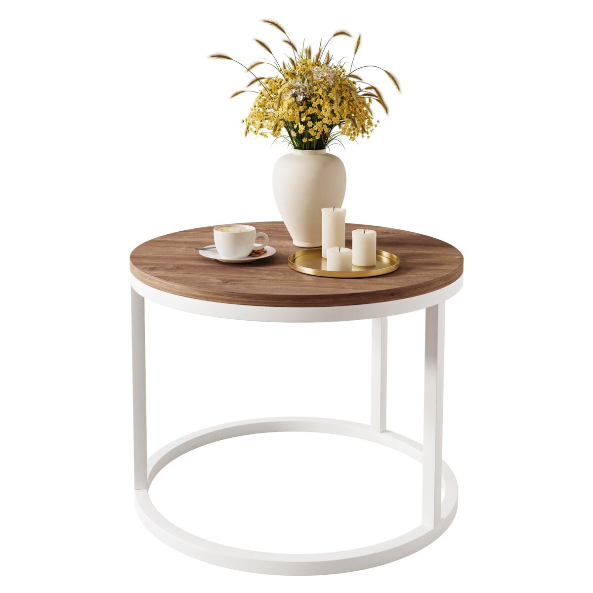 Okrągły stolik kawowy CIRI biały dąb stirling