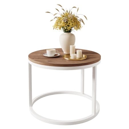 Okrągły stolik kawowy CIRI biały dąb stirling