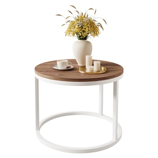 Okrągły stolik kawowy CIRI biały dąb stirling
