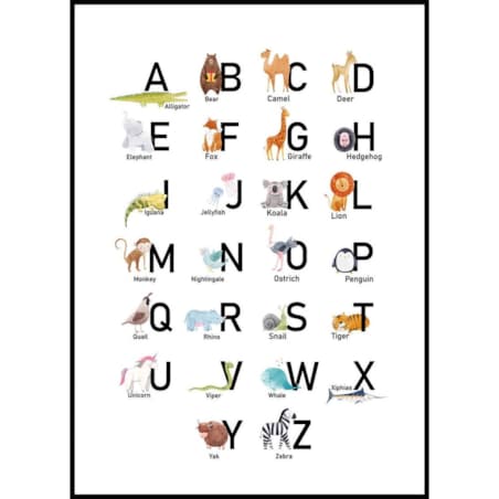 Poster Story, Plakat, Obraz - ABC ze Zwierzątkami, wymiary 30 x 42 cm