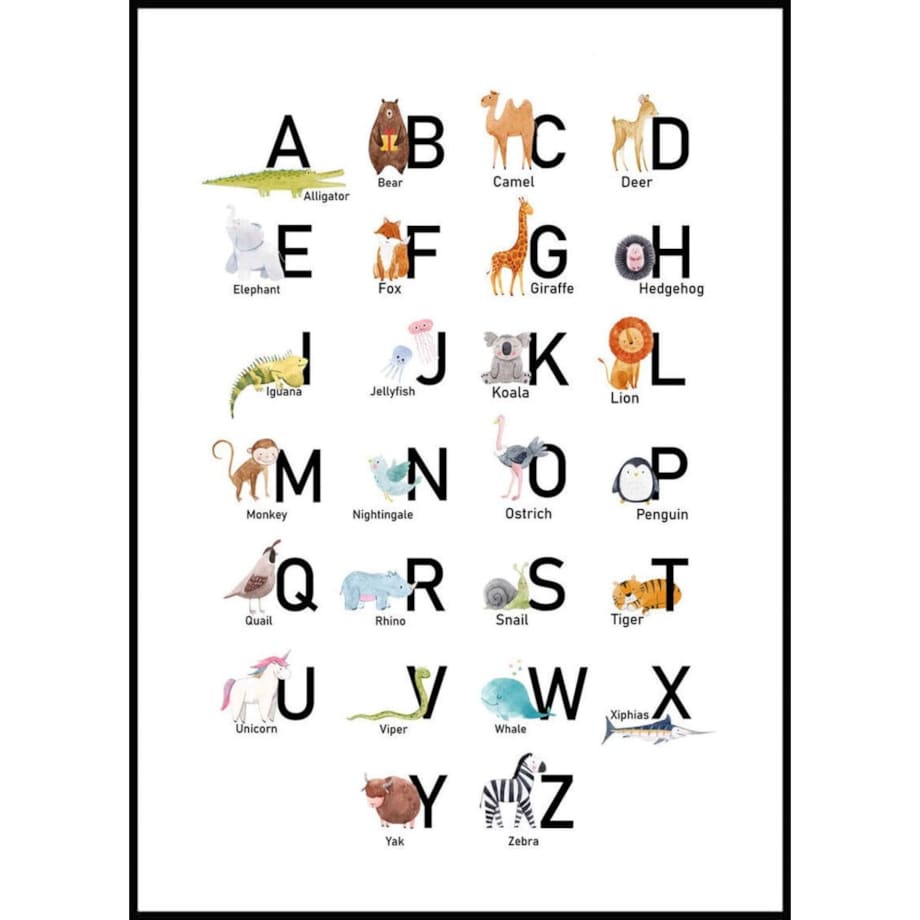 Poster Story, Plakat, Obraz - ABC ze Zwierzątkami, wymiary 30 x 42 cm