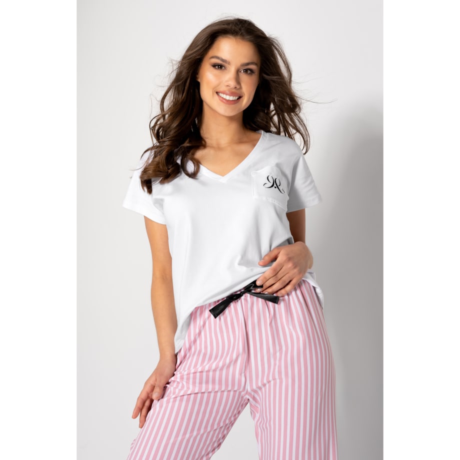 Piżama Jennifer White-Pink, XL