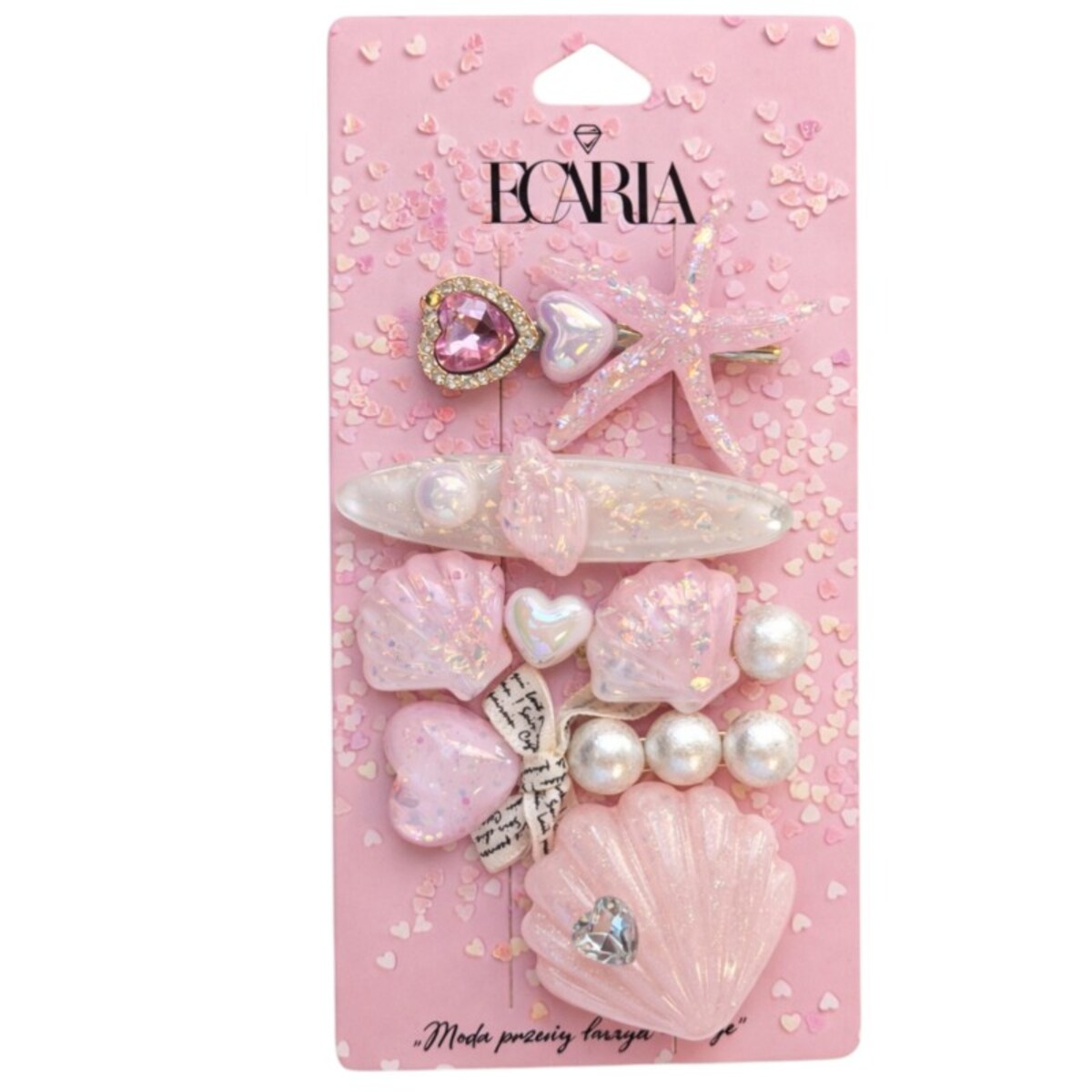 Zestaw pakiet 5w1 spinek wsuwek do włosów, lato, muszle, rozgwiazda róż SP456