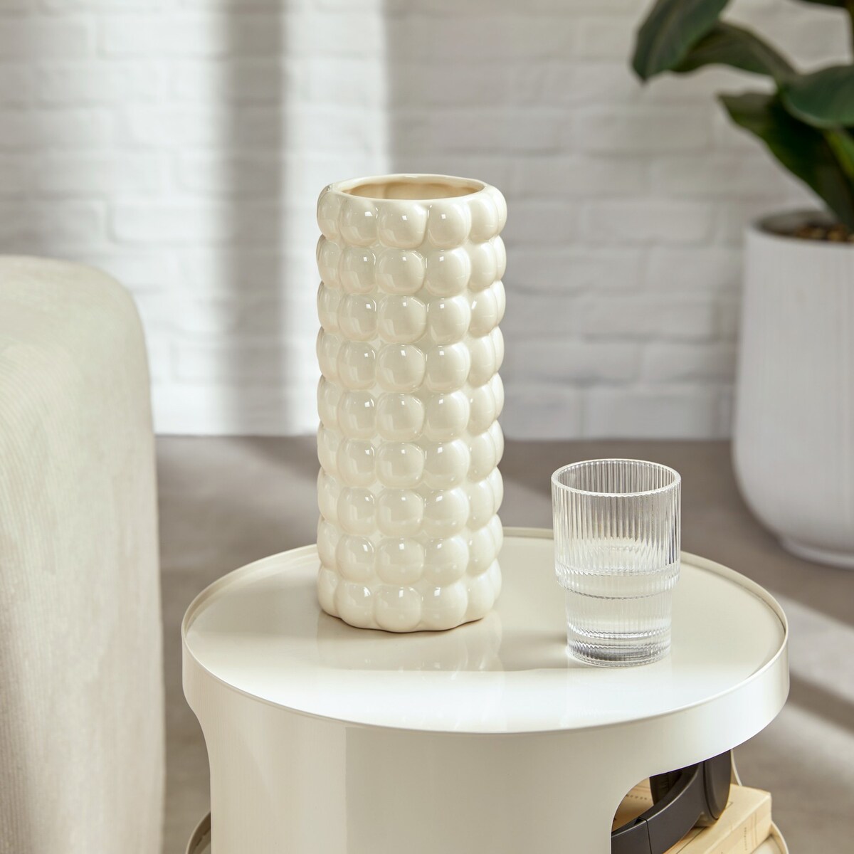 Wazon ceramiczny ecru 23x10,5x10,5 cm BAGEL