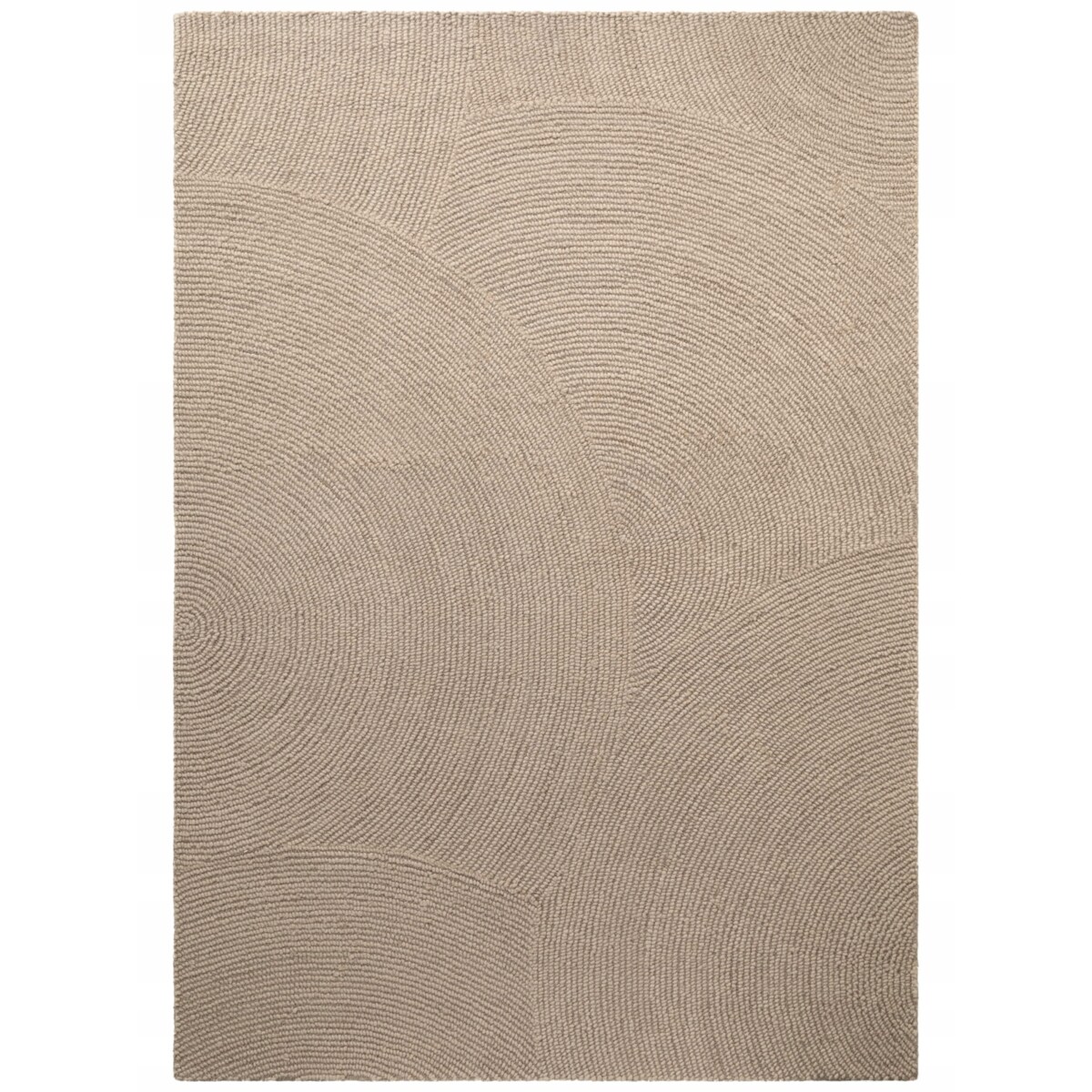 Dywan wełniany do salonu 80x150cm, beżowy wzór w półkola, efekt 3d
