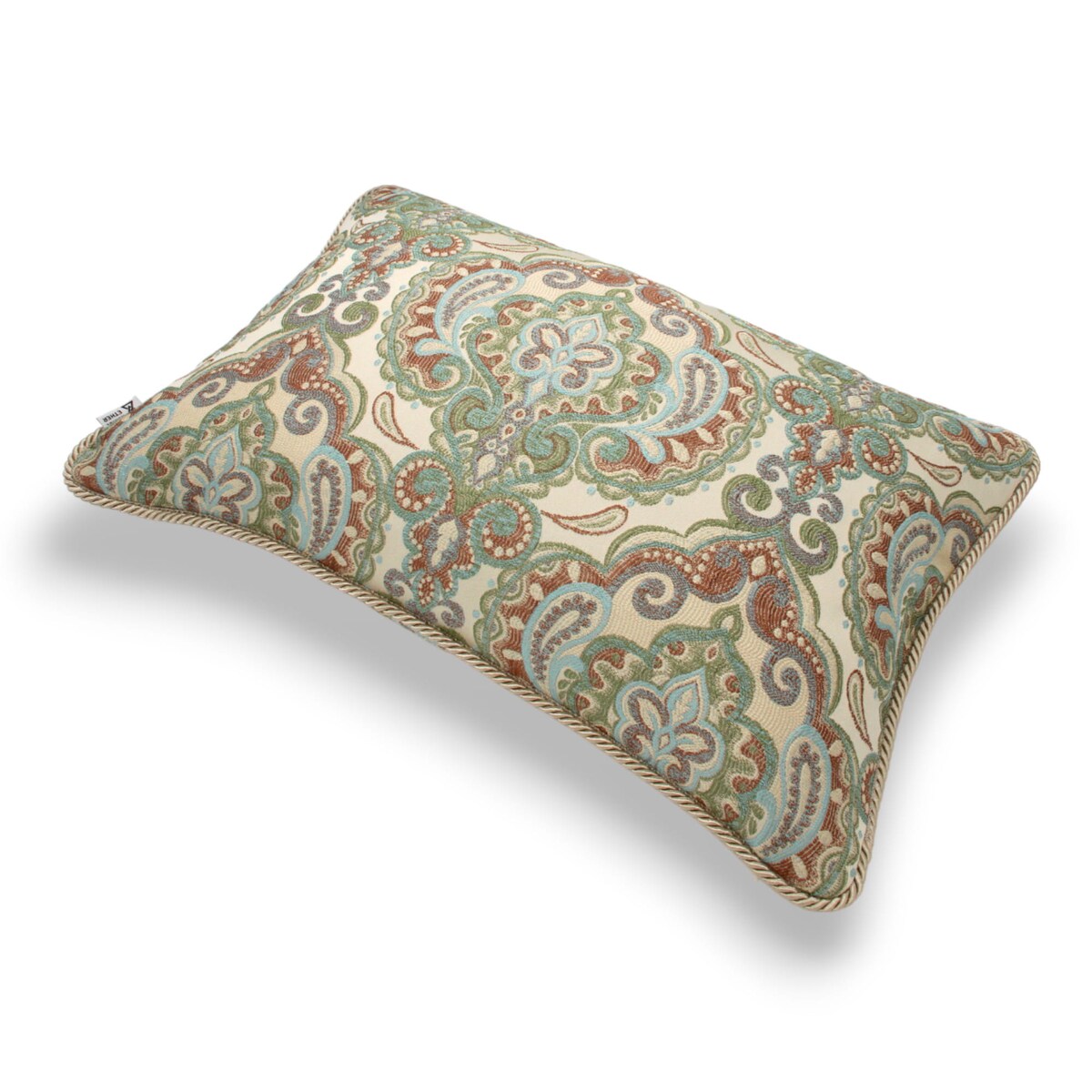 Kremowa - miętowa poduszka dekoracyjna w ornamenty 60x40 Rani