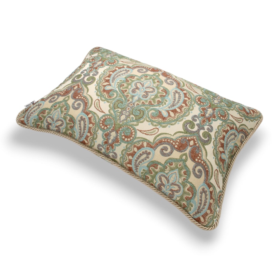 Kremowa - miętowa poduszka dekoracyjna w ornamenty 60x40 Rani