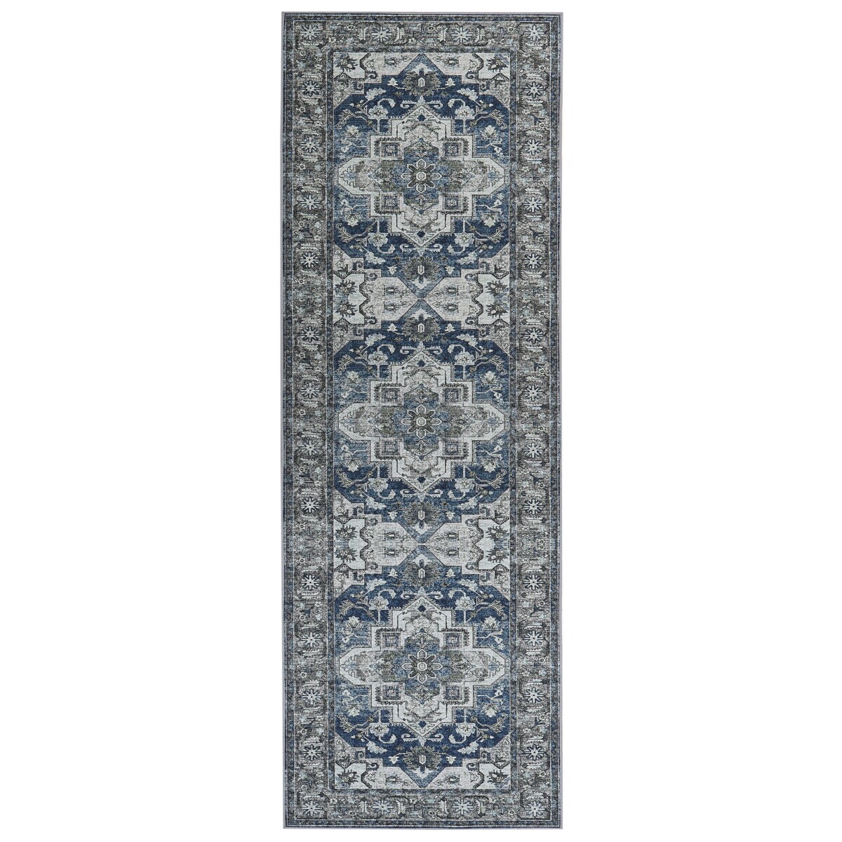 Dywan 80 x 240 cm szary z niebieskim KOTTAR