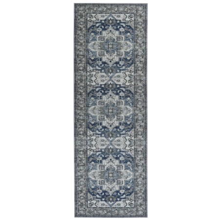 Dywan 80 x 240 cm szary z niebieskim KOTTAR