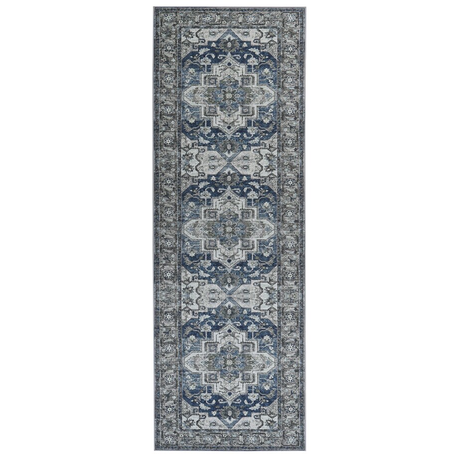 Dywan 80 x 240 cm szary z niebieskim KOTTAR