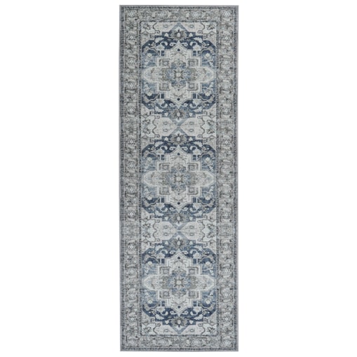 Dywan 80 x 240 cm szary z niebieskim KOTTAR