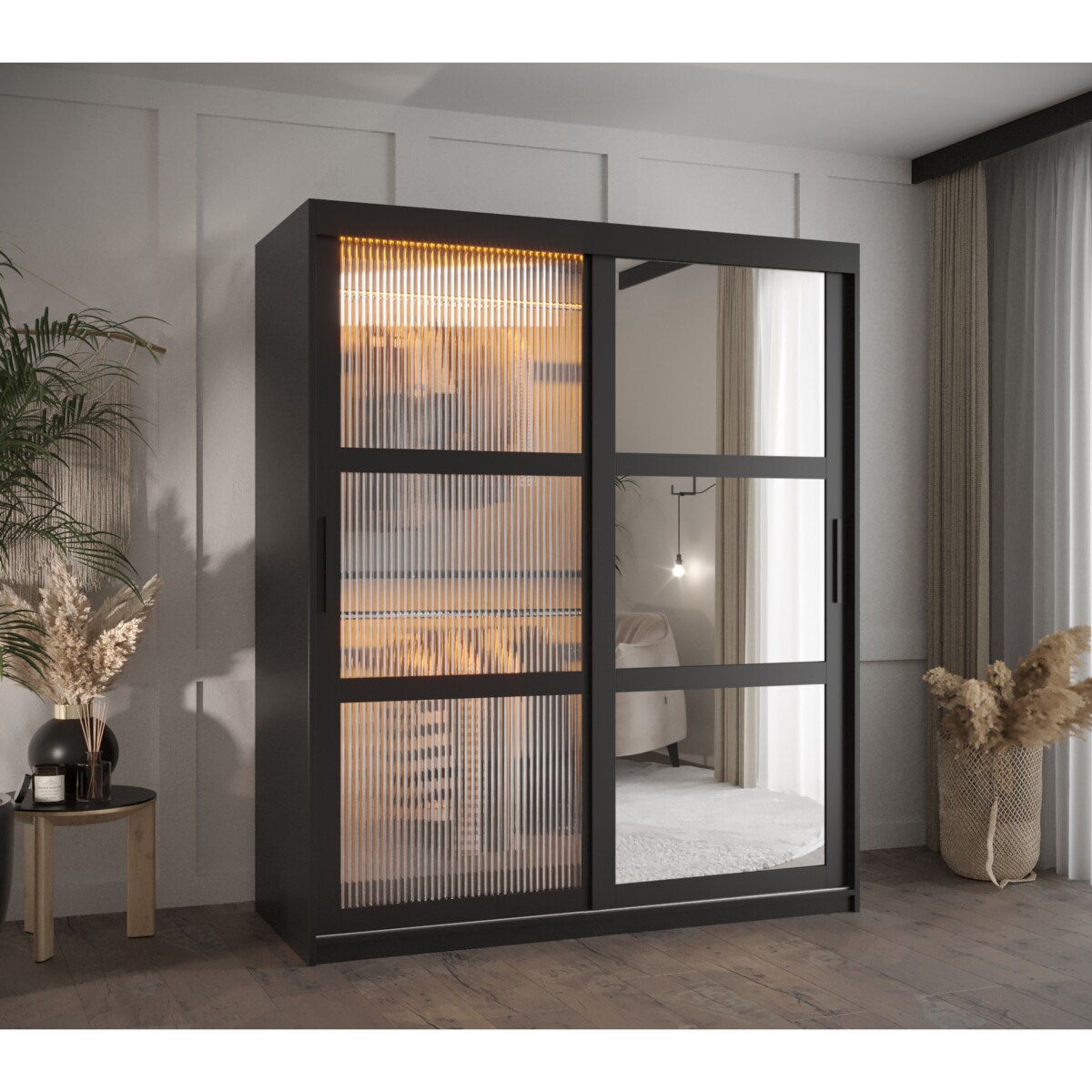 Szafa przesuwna Garderoba FLUTES 2 150 czarny