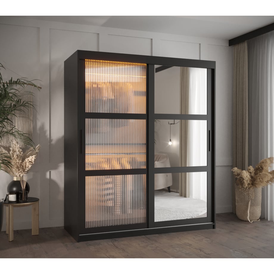 Szafa przesuwna Garderoba FLUTES 2 150 czarny