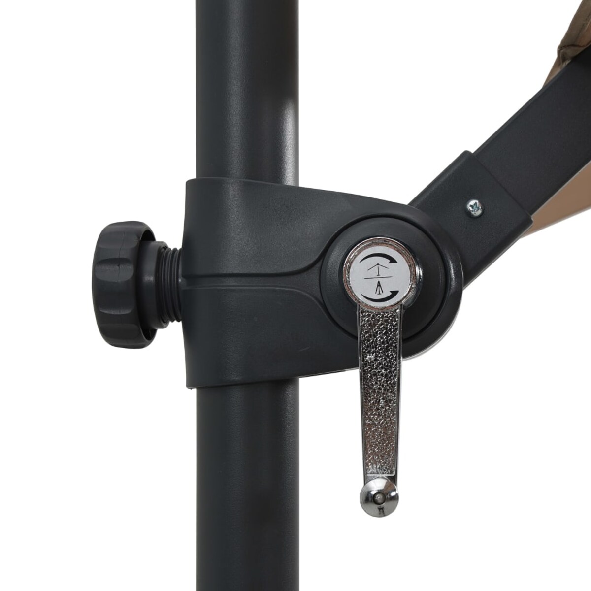 vidaXL Parasol wiszący z LED i stalowym słupkiem, 250x250 cm, taupe